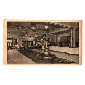 Vintage Stratford Hotel Chicago Lobby Printed Postcard Historic Photo Detail